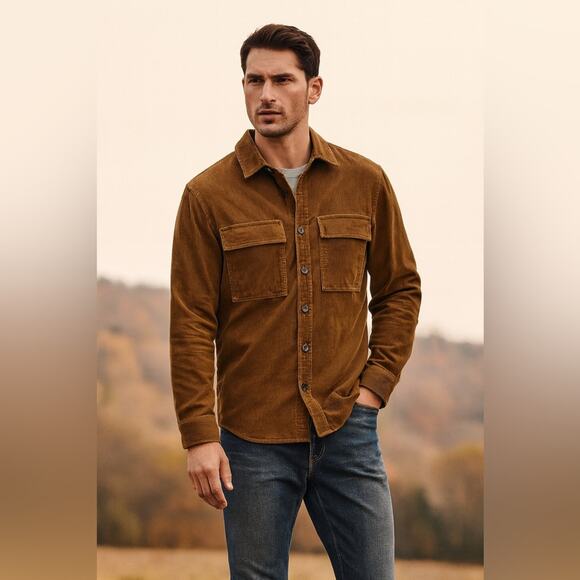 NWT Banana Republic Men’s Brown Corduroy Trucker Button Up Jacket Small - Picture 1 of 8